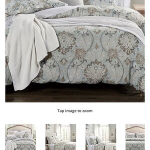 Elegant Floral Comforter Set in Cream and Gray